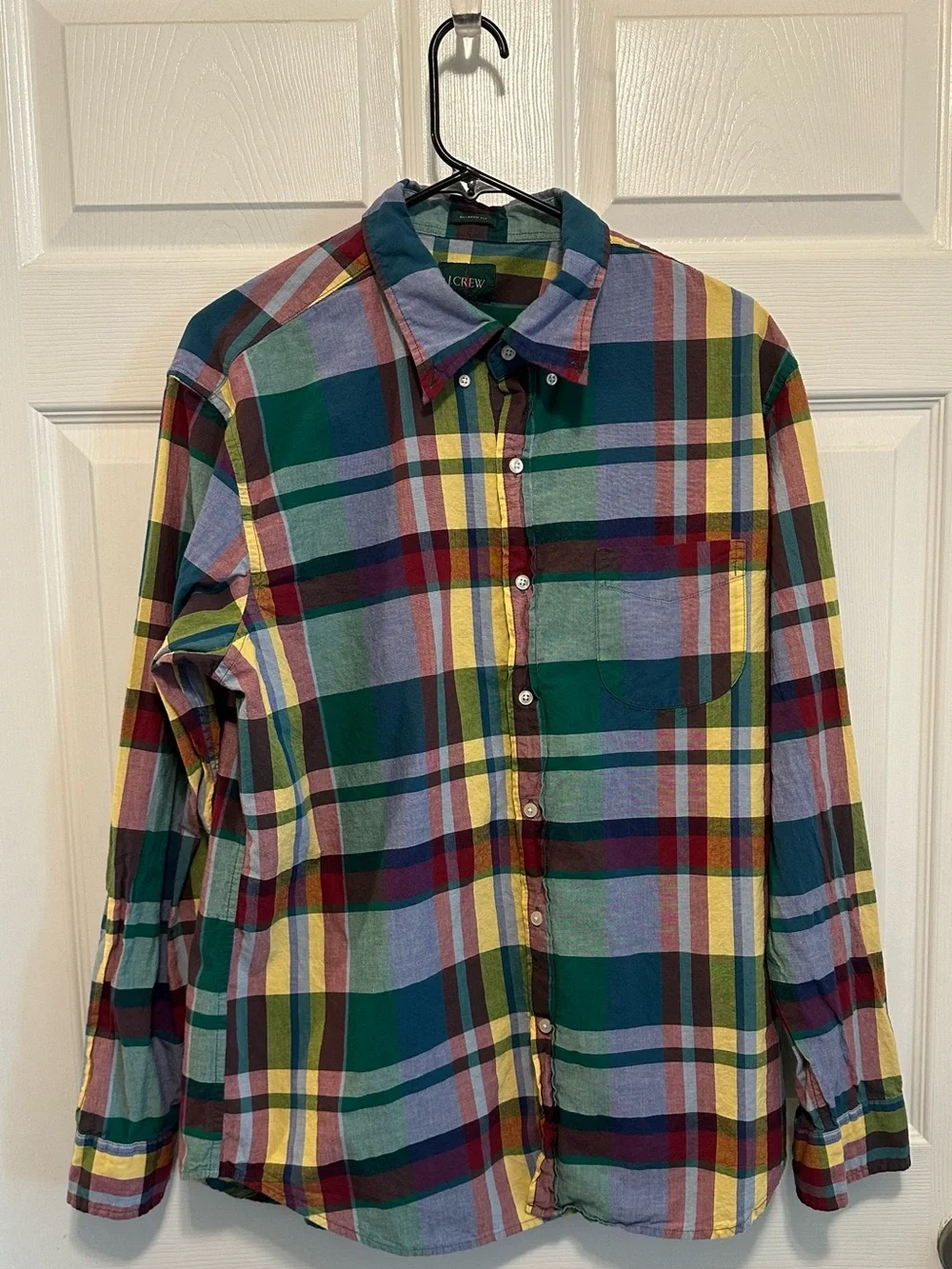 J. Crew Multicolor Plaid Button-Down Shirt - Green, Yellow, Blue, Red